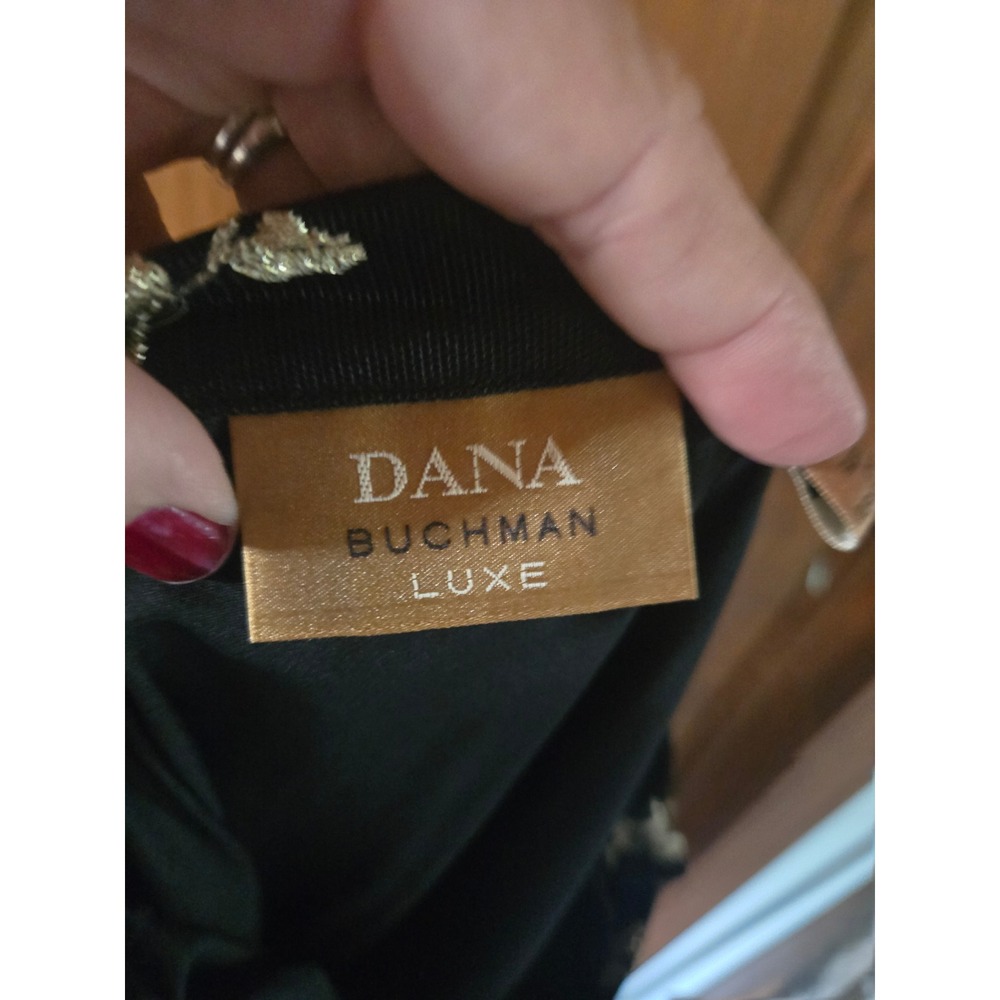 Dana Buchman Luxe Black Gold Floral Embroidered Mesh Maxi Skirt Formal 29"waist - Picture 4 of 5